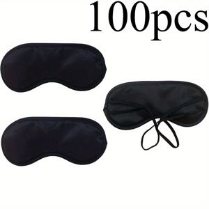 TEMU 남성 및 여성용 100개 블랙 슬립 아이 마스크 - 여행, 수면 및 파티용 부드럽고 가벼운 편안한 폴리에스터 블라인드 폴드, 조절 가능한 스트랩 디자인, 여행 수면 마스크 | 조절 가능한 스트랩 마스크 | 편안한 핏, 수면 마스크|마스크