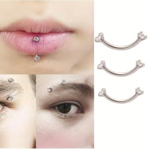 TEMU 316 스테인리스 스틸, 합성 큐빅 3A 지르코니아로 제작된 눈썹 스타드 3개 세트. 눈썹, 입술, 귀 등 바디 피어싱에 적합하며 남녀 모두의 일상적인 착용에 완벽합니다.