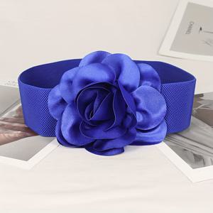 TEMU 1개 플로럴 허리띠 - 블루 레드 꽃 장식, 드레스 & 스커트용 와이드 컴포트 벨트, 캐주얼부터 포멀까지