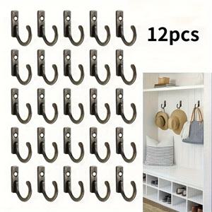 TEMU 12개 스테인리스 벽걸이 - 도구 없이 간편 설치, 현대적 디자인의 코트·모자·수건·열쇠용 금속 후크 - 내구성 강한 공간 절약형 거실·침실·욕실·주방 정리용, 세련된 후크 디자인, 무도구 설치 가능, 다목적 벽걸이