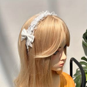 TEMU 1개 여성용 귀여운 로리타 스타일 머리띠, 멀티컬러 리본 장식, 데일리 착용에 적합, 우아하고 사랑스러운 레이스 리본 메이드 머리띠 - 다용도 여성용 헤어 액세서리