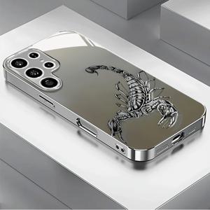 TEMU 휴대폰 케이스 - 창의적인 메탈 스코프론 패턴 신형 전기 도금 실버 폰 케이스, 삼성 갤럭시 S25/S24/S23/S22/S21/S20/노트 20/A11/A12/A13/A14/A15/A20/A21S/A22/A23/A24/A25/A31/A32/A33/A42/A34/A50/A51/A52/A53/A54/A55/A70/A71/A72/A73 트리용으로 적합