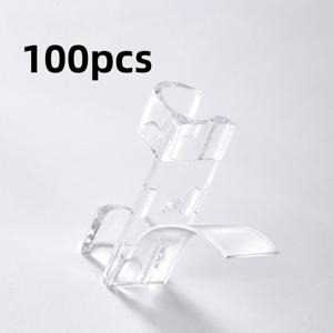 TEMU 접착식 케이블 클램프 100개, 전원선 관리용 투명 와이어 브라켓, 벽 및 테이블 밑용 플라스틱 케이블 티슈 클램프