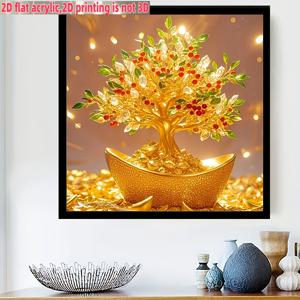 TEMU 2D 평면 프린팅, 1개 5D 머니 트리 페인팅 세트, DIY 카툰 테마 아크릴 원형, 사업 번영 아트 디자인, 사무실 및 홈 데코레이션에 적합, 친구와 가족을 위한 이상적인 선물 - 다양한 사이즈 페인팅 세트 (20x20) (30x30) (40x40) cm