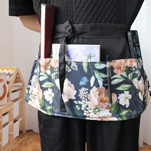 TEMU 여성용 프린트 디자인 싱글피스 주방 앞치마, 허리 조절 가능, 서버에게 적합, 손세탁 또는 세탁기 사용 가능