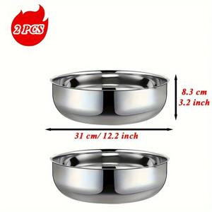 TEMU 2개입 은색 스테인리스 스틸 주방 볼, 야채 세척통, 스테인리스 스틸 믹싱 볼, 더 깊은 모서리가 있는 대형 샐러드 볼, 거울 모서리가 있는 식기세척기 사용 가능, 가정 및 상업용으로 적합