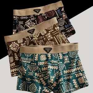 TEMU 미국 레트로 패턴, 프린트 레터 허리 밴드, 에스닉 빈티지 디자인을 특징으로 하는 랜덤 2켤레의 프린트 드로즈는 편안하고 통기성이 좋으며 고급스럽습니다.