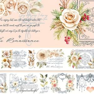 TEMU 장미, 데이지 & 사랑 스크립트가 있는 2m/롤 와시 테이프 - 6cm x 100cm 고품질 장식용 마스킹 테이프, 스크랩북, 저널링, 선물 포장용 - 미적 감각의 문구류 공예 용품, 우아한 패턴, 생동감 넘치는 프린트, 예쁜 꽃들, 재료, DIY 애호가를 위한