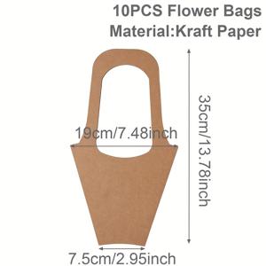 TEMU 크라프트지 꽃 가방 10개, 부케 휴대용 선물 가방, 소박한 결혼식 파티 장식, 생일 기념일 파티 용품, 베이비 샤워 파티 축하 장식, 이벤트 파티 선물 포장용 가방