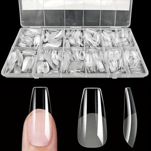 TEMU 600개 럭셔리 인조 네일 팁 | 알몽골, 코핀, 스틸레토, 타원형, 사각형 모양의 소프트 젤 손톱 팁 세미 매트 캡슐 | 투명하고 광택 있는 마감, ABS 소재, 여성용 풀 커버 익스텐션 및 네일 익스텐션 용품|젤네일|네일팁|네일재료