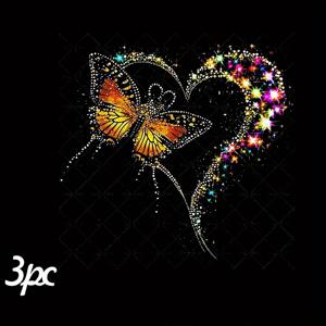 TEMU 3개입 나비와 하트 열전사 스티커, DIY 티셔츠 제작용 다림질 데칼 - 멀티컬러, 내구성 강한 세탁 가능 플라스틱 스티커, 백팩·쿠션·바지·소파 커버 장식용, 고품질 & 탈색 방지 티셔츠 프린트