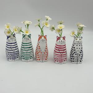 TEMU 폴카 도트 고양이 화병 5개 세트, 귀여운 미니어처 장식 피규어, 수제 핸드페인팅 가든 장식, 꽃 사랑하는 이에게 완벽한 선물!