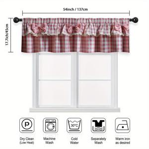 TEMU 1pc 핑크 지니엄 리플스 프린트드 발런스 - 작은 창문에 장식적인 스타일을 더하는 재미있는 프린트, 밝은 필터링 커튼, 폴리에스터 원단, 로드 포켓 디자인, 거실용 커튼