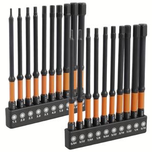 TEMU 20개 알렌 렌치 드릴 비트 세트, 1/4인치 헥스 샹크 메트릭 & SAE 자석 헤드 비트 (H1.5-H8.0, H5/64”-H5/16”), 4