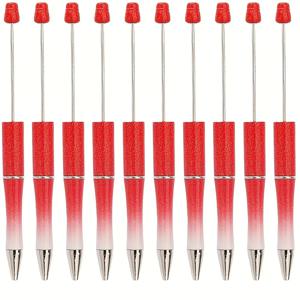 TEMU 10개 레드 그라데이션 비즈 펜 DIY 주얼리 세트, 파티용, 발렌타인데이, 크리스마스 선물, 홈 오피스 스테이셔너리