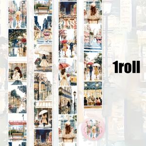 TEMU 따뜻한 순간과 일상 풍경 패턴이 특징인 200cm 긴 와시 테이프. 창의적인 저널링, 카드 만들기, 다이어리 및 캘린더 장식에 적합합니다.
