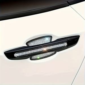 TEMU 8개입 반짝이는 도어 핸들 보호 커버, 라인스톤 글리터 도어 핸들 컵 스크래치 방지