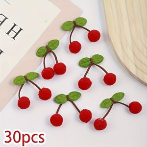 TEMU 옷 장식용 고탄력 복숭아 폼폼 30/50/100개입, 헤어 클립, 고무 밴드, 귀걸이 및 체리 장식용 장식 볼