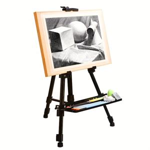 TEMU 1개 업그레이드 및 두꺼운 이젤, 핸들 조작식 리프트, 이젤 가방 포함, 접이식 휴대용 트레이, 드로잉 보드, 텔레스코픽 스케치 도구 스탠드, 견고하고 안정적, 높이 조절 가능