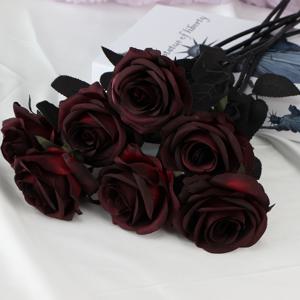 TEMU 6개 세트 우아한 인공 장미 부케 - 홈 데코용 긴 줄기 패브릭 꽃, 결혼식, 약혼, 크리스마스, 할로윈, 데이 및 어머니날에 완벽함 | 용기 미포함, 웨딩 장식, 크리스마스에 가장 적합, 추수감사절에도 완벽