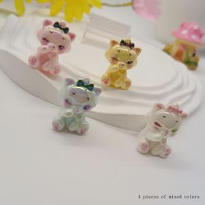 TEMU 4개 레진 3D 고양이 및 여우 장식 (구멍 포함), 펜 장식, 휴대폰 스트랩, 가방 참, 크리스마스 및 신학기 수제 장식품, 주얼리 제작 용품 (루즈 비즈)