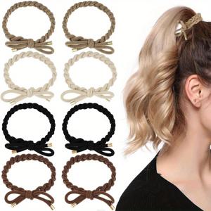 TEMU 여성용 스타일리시하고 간편한 머리끈 8/12개입, 탄력 있고 손상 없는 포니테일 홀더, 기본 헤어 액세서리
