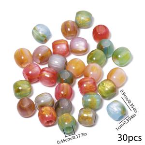 TEMU 30개입 10mm 혼합 컬러 고급 대형 구멍 오벌 레진 비즈, 보석 만들기 DIY 팔찌·목걸이·귀걸이용 핸드메이드 비즈 재료