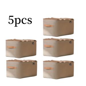 TEMU 5개입 카키색 및 회색 의류 보관 상자, 강화 스틸 프레임 포함, 옷장 서랍, 선반 바구니에 옷 및 바지 정리용으로 디자인