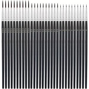 TEMU 미니어처 및 공예에 이상적인 #0, #00, #000 사이즈의 30개 미세 디테일 페인트 브러쉬 세트. 수채화, 아크릴, 유화에 적합한 나일론 브러쉬 모재 특징.