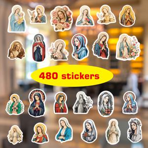 TEMU 480개 스티커 세트: 클래식 종교 스타일, 일러스트, 빈티지 감성의 다양한 디자인으로 구성되어 있으며, 신자, 미술 애호가, 문화 연구자, 선물 찾는 사람, 젊은층에게 적합합니다.