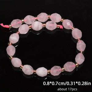 TEMU 17개 자연산 마다가스카르 로즈 쿼츠 보석 - 7x8mm 각진 마름모 비즈, DIY 주얼리 제작용, 로즈톤 컬러, 여성용 핸드메이드 팔찌, 목걸이, 귀걸이 및 공예품 (선물용) - 천연 스톤