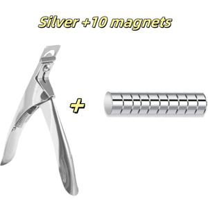 TEMU 직선형 + 네일 아트 조각 10개 포함 네일 클리퍼, 자석이 있는 조절 가능한 스테인리스 스틸 네일 가위 - 긴 젤 네일용 정밀 커터, 전문가용 매니큐어 및 페디큐어 도구, 네일 용품, 네일 기술 추가, 부드러운 금속 끝