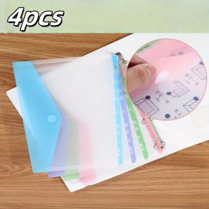 TEMU 4개 11홀 매직 테이프 보관 백 | 크림색 확장형 바인더 클립 세트 (스냅 버튼 및 라벨 포함), 투명한 옆면 개방형 파일 폴더 (학교, 사무실, 가정, 비즈니스용)|포카바인더