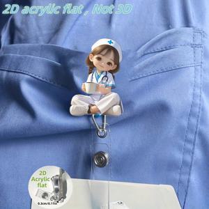 TEMU 2D 1개 접이식 ID 홀더 - 간호사/면허증 호환 - 내구성 강한 PMMA 아크릴 의료 학생 ID 카드 홀더 (간호사 차 마시는 디자인) - 직장 ID, 병원 실습용, 2D 평면