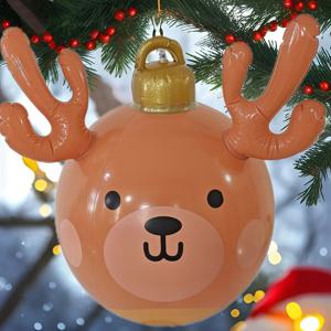 TEMU 1개 인플레이터블 엘크 헤드 크리스마스 풍선 - 갈색 엘크 얼굴이 달린 걸이형 장식, 내구성 있는 플라스틱 실내/야외 크리스마스 파티 장식, 크리스마스/추수감사절/새해/졸업 행사에 적합
