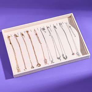 TEMU 1개 대형 보석 정리 트레이 - 부드러운 내부 라이닝이 있는 우아한 목걸이 보관함, 넉넉한 직사각형 보석 디스플레이 케이스, 홈, 부티크 또는 선물용 - 내구성 있는 폴리에스터 구조, 목걸이, 팔찌, 귀걸이에 완벽 - 보석 상점 또는 개인 수집을 위한 우아한 정리함, 부티크 쇼케이스, 세련된 디자인, 고품질 마감, 홈 데코레이터, 보석 트레이