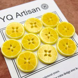 TEMU 귀여운 레몬 슬라이스 버튼 10개, 15mm, 두 구멍, 둥근 모양, 귀여운 스타일, 레진 소재, 니트, 재봉용품, DIY 의류, 스웨터, 코트, 셔츠, 드레스 버튼에 완벽