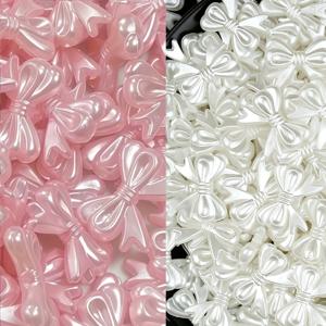 TEMU 19mm 귀여운 리본 매듭 스타일 아크릴 비즈 88개 세트. 팔찌, 목걸이, 휴대폰 체인 등 다양한 프로젝트에 완벽하게 적합한 쥬얼리 추가 아이템입니다. 이 장식 비즈는 핑크, 화이트, 그리고 두 가지 색상 혼합으로 제공됩니다.