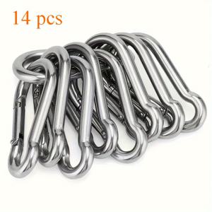 TEMU 14개 실버 호박형 후크, 아웃도어 스포츠 액세서리, 키와 백팩용 잠금 카라비너, 백팩 액세서리, 여행 필수품, 스타일리시 후크, 세련된 디자인, 튼튼한 구조, 고품질, 키체인 후크, 클립, 아웃도어 애호가, 하이커 및 캠퍼용|키링