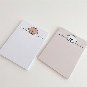 TEMU 2개 세트 갈색 & 흰색 듀얼 컬러 선택 가능 강아지 패턴 한국식 인스 만화 곱슬 털 강아지 논스티키 스티키 스티키 노트북, 핸드 계정 스티커 장식 노트 용지