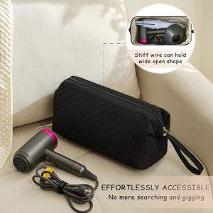 TEMU 손잡이 달린 대형 휴대용 헤어 도구 보관함, 스트레이트너, 컬링 아이롱, 헤어 드라이어 등을 위한 여행용 액세서리 정리함