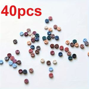 TEMU 40/80/120개 혼합 색상 12종, 3mm/0.11인치 빈티지 레진 미니 버튼, 인형 옷, 공예, 의류 액세서리, 재봉용품에 적합