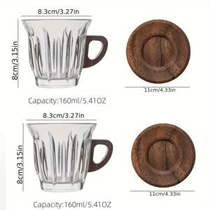 TEMU 카플란 4pcs 강화 투명 유리컵 세트 – 유리컵 + 솔리드 우드 코스터 포함, 커피와 가을-겨울 홈 콤보 키트, 레스토랑과 가정에 적합한 이상적인 음료용품 컬렉션, 크리스마스, 할로윈, 생일 선물로 최적의 선택