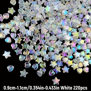 TEMU 220개 QYWCTZ 9mm-11mm 투명 AB 비즈, 무지개 빛깔 변화 - DIY 주얼리 제작, 목걸이 & 팔찌 공예용 - 9mm & 11mm 비즈 세트 (하트, 별, 구형) - DIY 플라스틱 비즈
