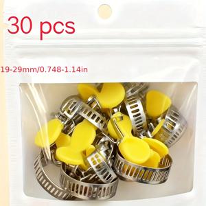 TEMU 30개 세트 고강도 스테인리스 스틸 호스 클램프 - 자동 조임 터보 기어 & 조절 가능한 엄지 나사/키 - 플라스틱 핸들 클램프, 자동차 워터 건, 연료 호스, 파이프용 - 내식성, 다양한 사이즈