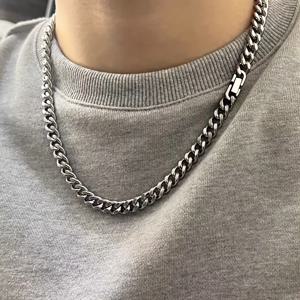 TEMU ULJ 6mm-8mm 와이드 316 316 스테인리스 스틸 쿠바 체인 목걸이 & 팔찌 - 헤비 듀티 인터로킹 링크 디자인, 방수 힙합 남녀 공용 주얼리|남자팔찌|남자목걸이