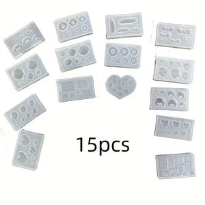 TEMU 시뮬레이션 초경량 클레이, 레진 클레이, 에폭시 플레이 크루아상 몰드 컬렉션용 레진 실리콘 몰드 15개입, 레진 액체 몰드