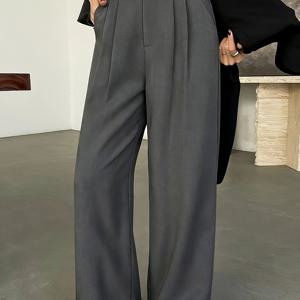 TEMU 여성용 테일러드 바지, 우아한 버튼 디테일, 사무실 또는 출퇴근에 적합