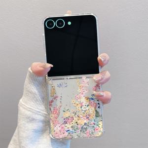 TEMU 폰 케이스: 카툰 두들 컬러풀 플로럴 F23 풀바디 투명 충격방지 케이스, 삼성 갤럭시 Z 플립 7, 삼성 갤럭시 Z 플립 FE, 삼성 갤럭시 Z 플립 7SE용. 투명 TPU 케이스, 삼성 갤럭시 시리즈 호환, 풀바디 슬림 경량 디자인, 내구성 강한 스크래치 방지 쉘