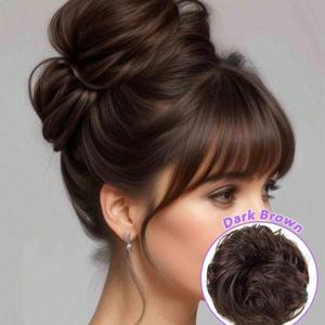 TEMU 리얼 휴먼 헤어 번 도넛 - 웨이브 볼륨, 인스턴트 업두 익스텐션, 두피 친화적 헤어피스 (글루 없음)